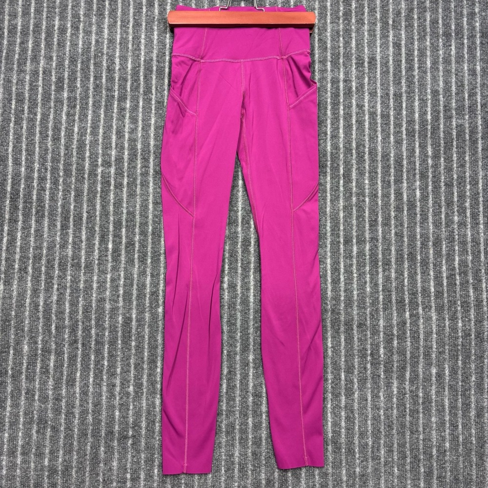 Lululemon Womens High Rise Pocket Leggings Size 0 Magenta Pink Active Running